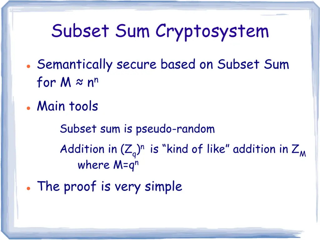 subset sum cryptosystem