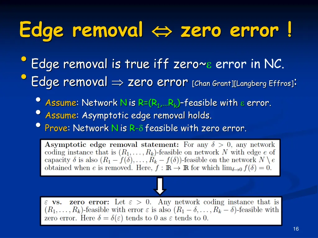 edge removal edge removal is true iff zero error