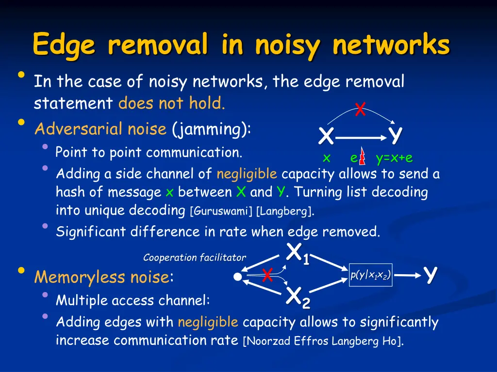 edge removal in noisy networks