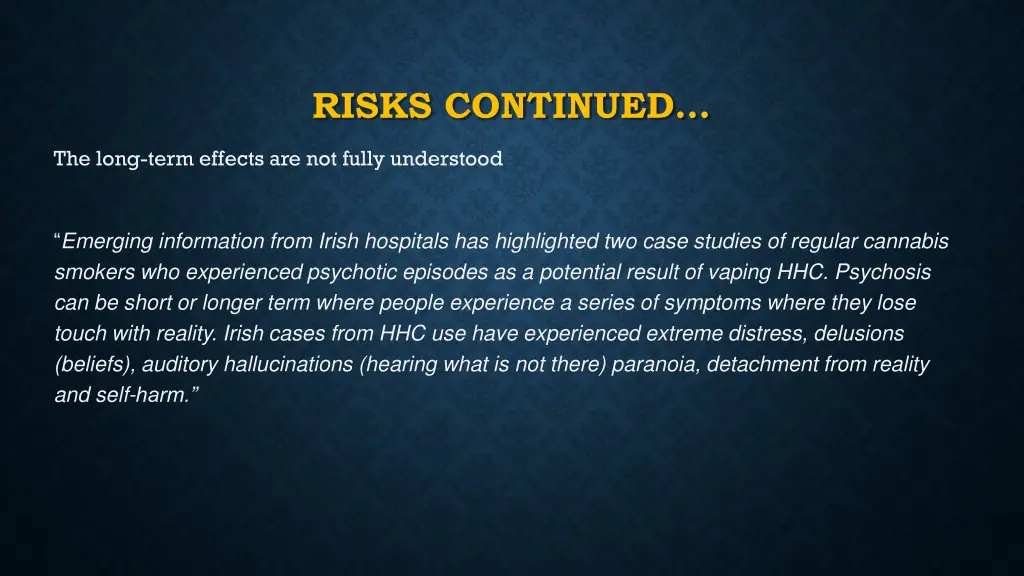 risks continued