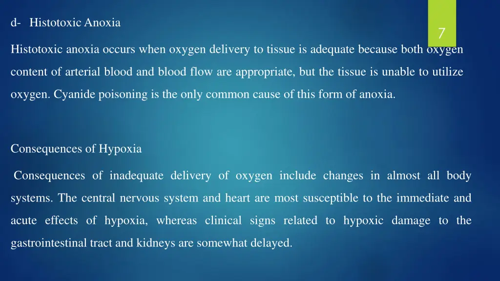 d histotoxic anoxia
