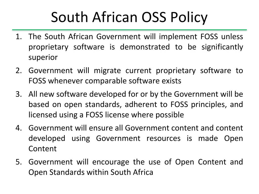 south african oss policy