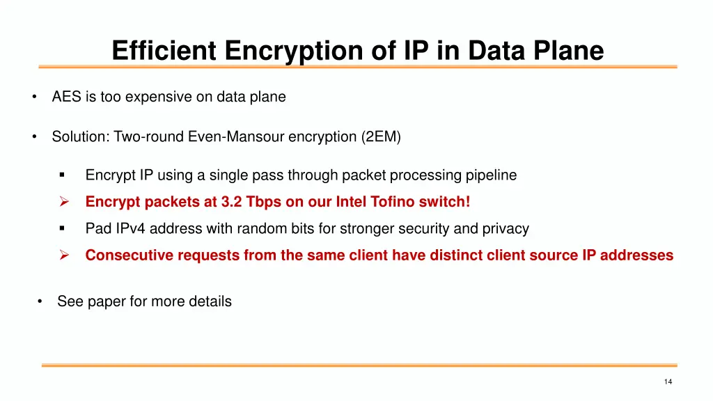efficient encryption of ip in data plane 1