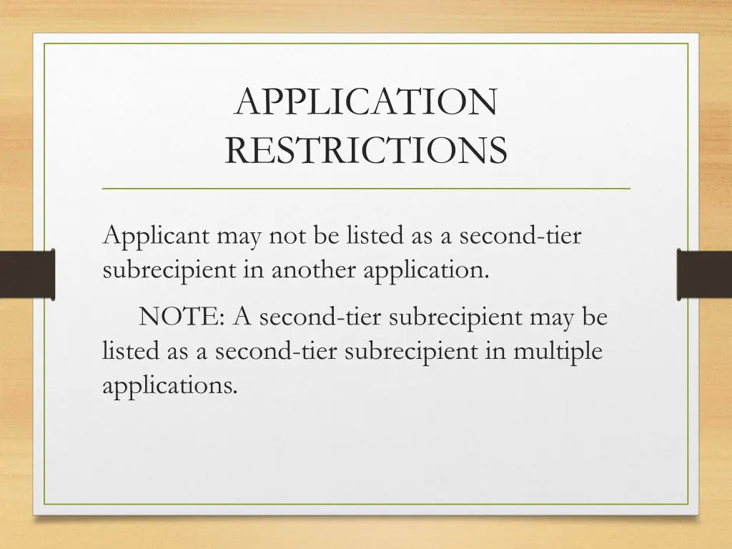 application restrictions