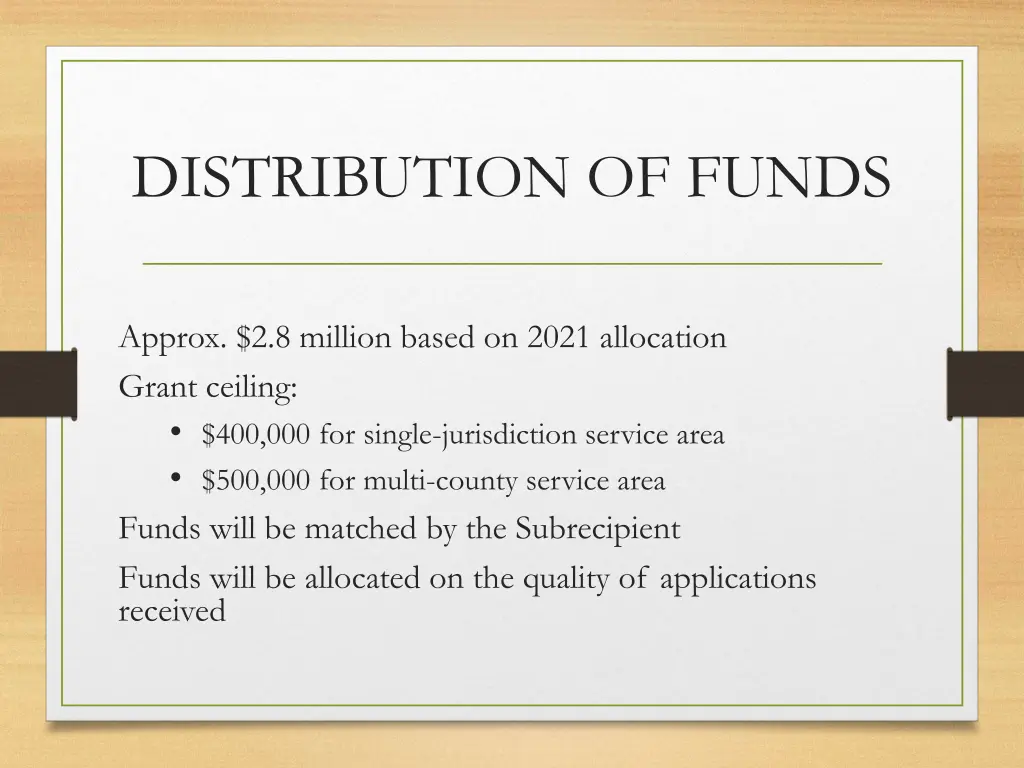 distribution of funds