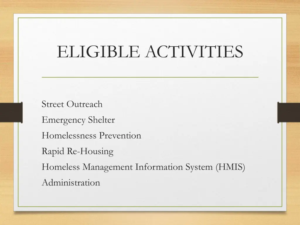 eligible activities