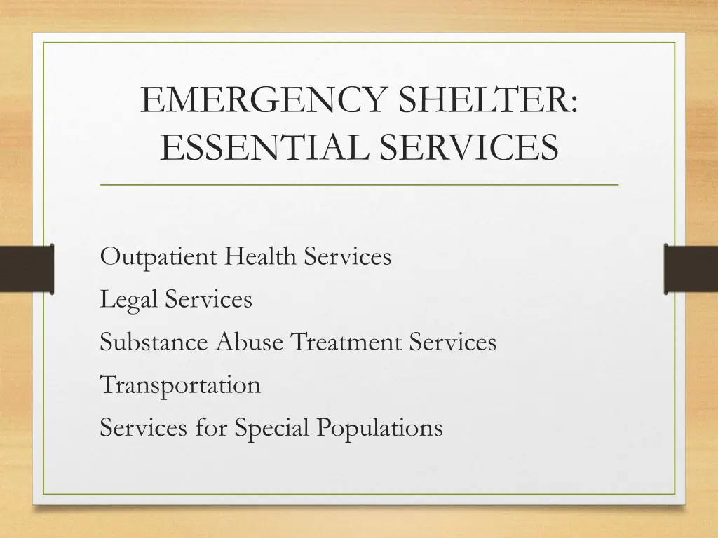emergency shelter essential services 1