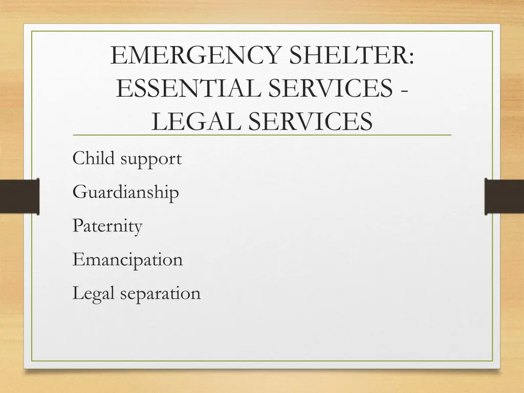 emergency shelter essential services legal 1