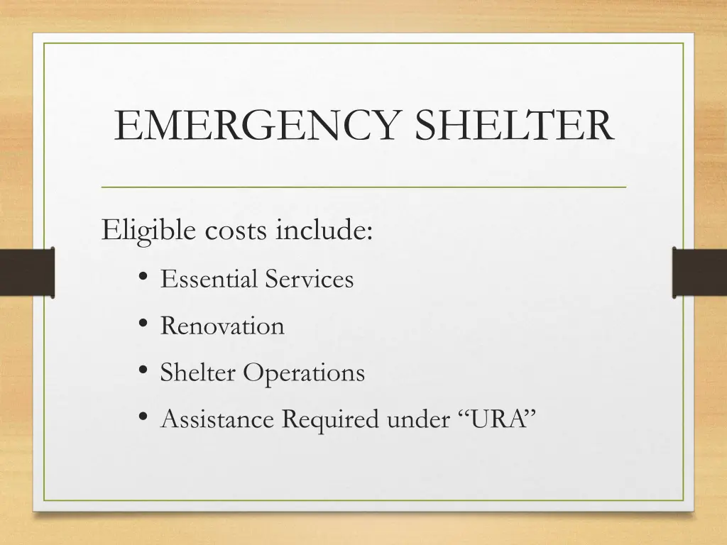 emergency shelter