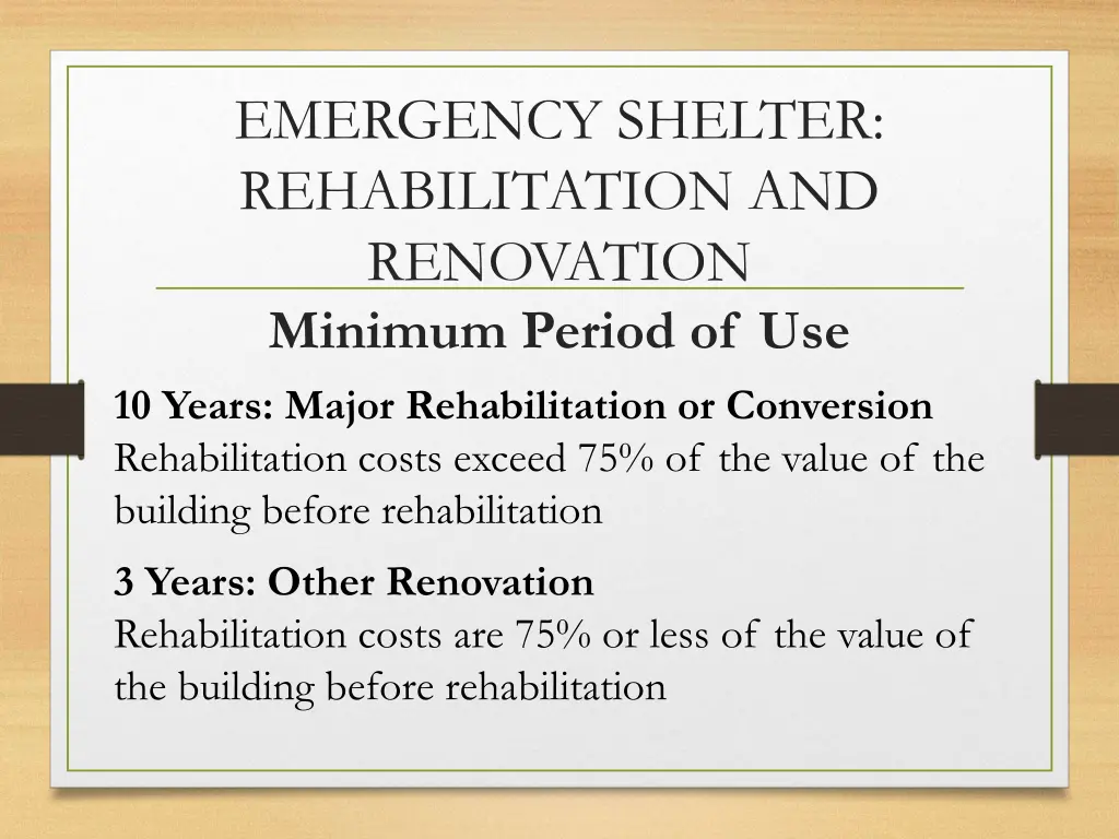 emergency shelter rehabilitation and renovation 1
