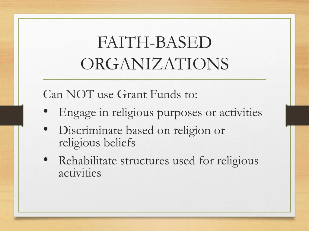 faith based organizations