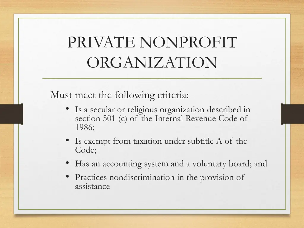private nonprofit organization
