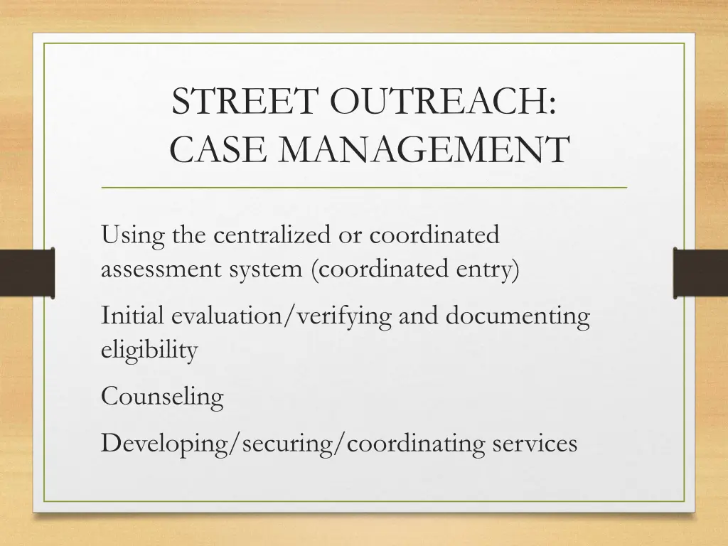 street outreach case management