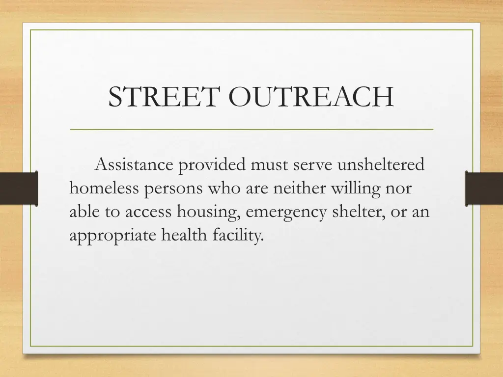 street outreach