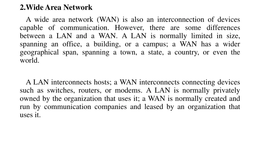 2 wide area network a wide area network