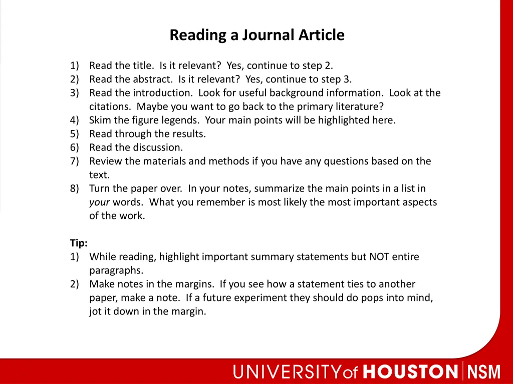reading a journal article