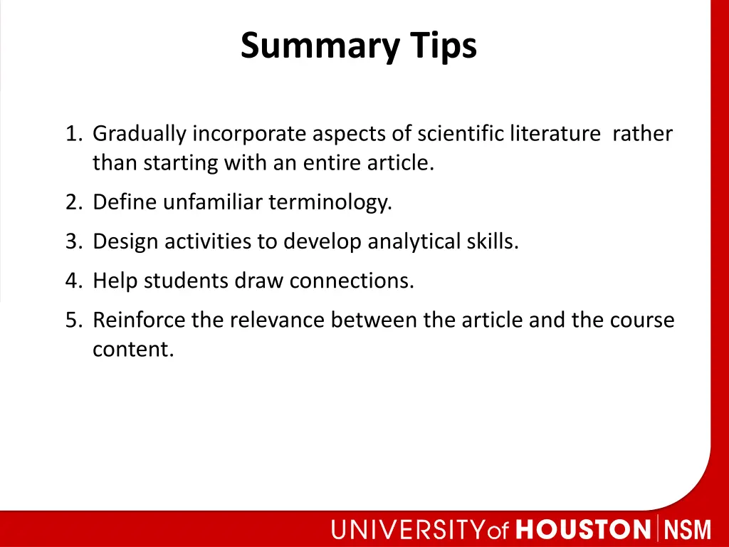 summary tips