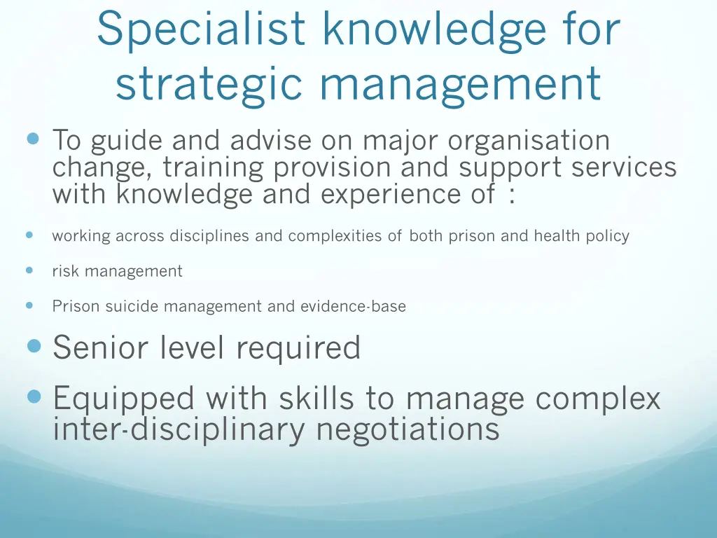 specialist knowledge for strategic management