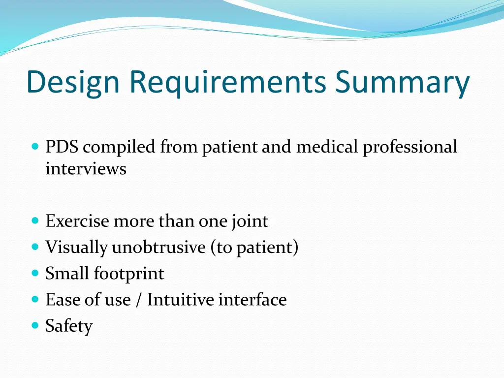 design requirements summary