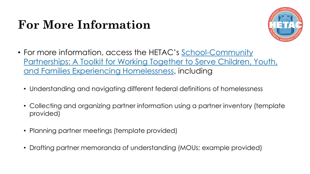 for more information