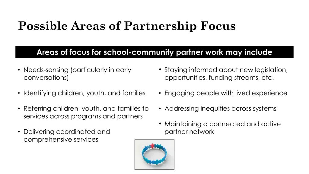 possible areas of partnership focus