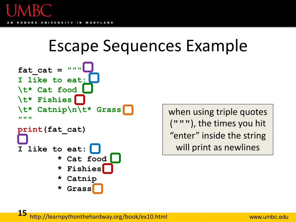 escape sequences example 3