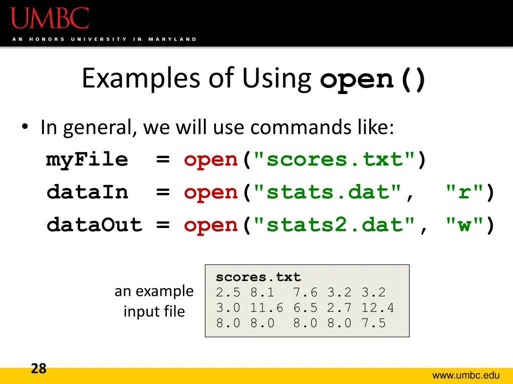 examples of using open