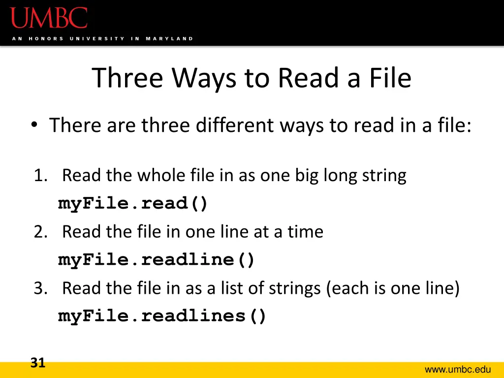 three ways to read a file