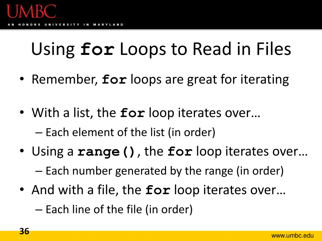 using for loops to read in files