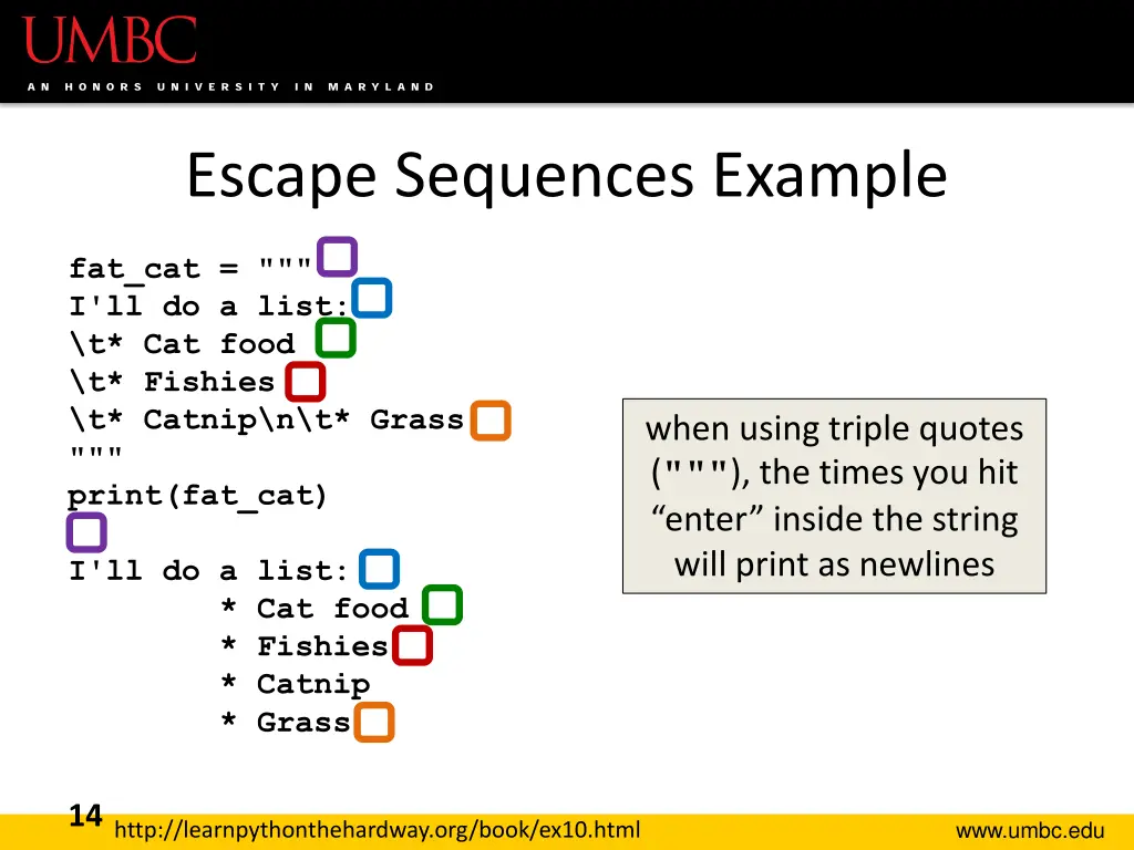 escape sequences example 2