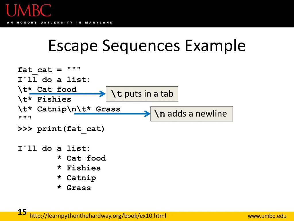 escape sequences example 3