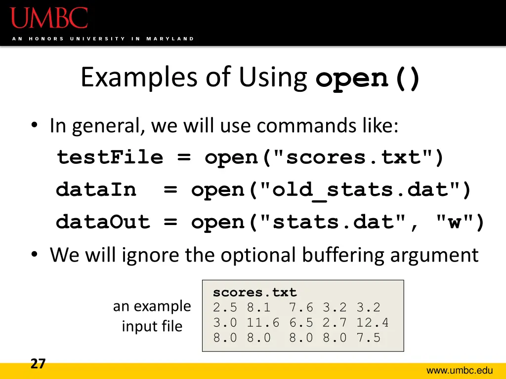examples of using open