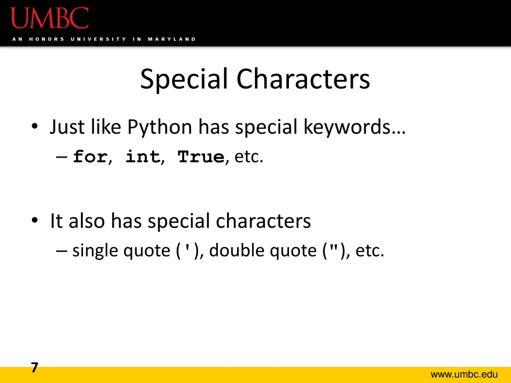 special characters