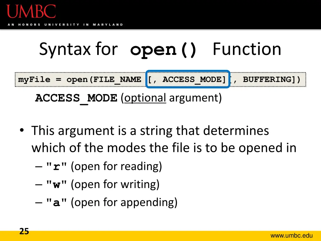 syntax for open function 1
