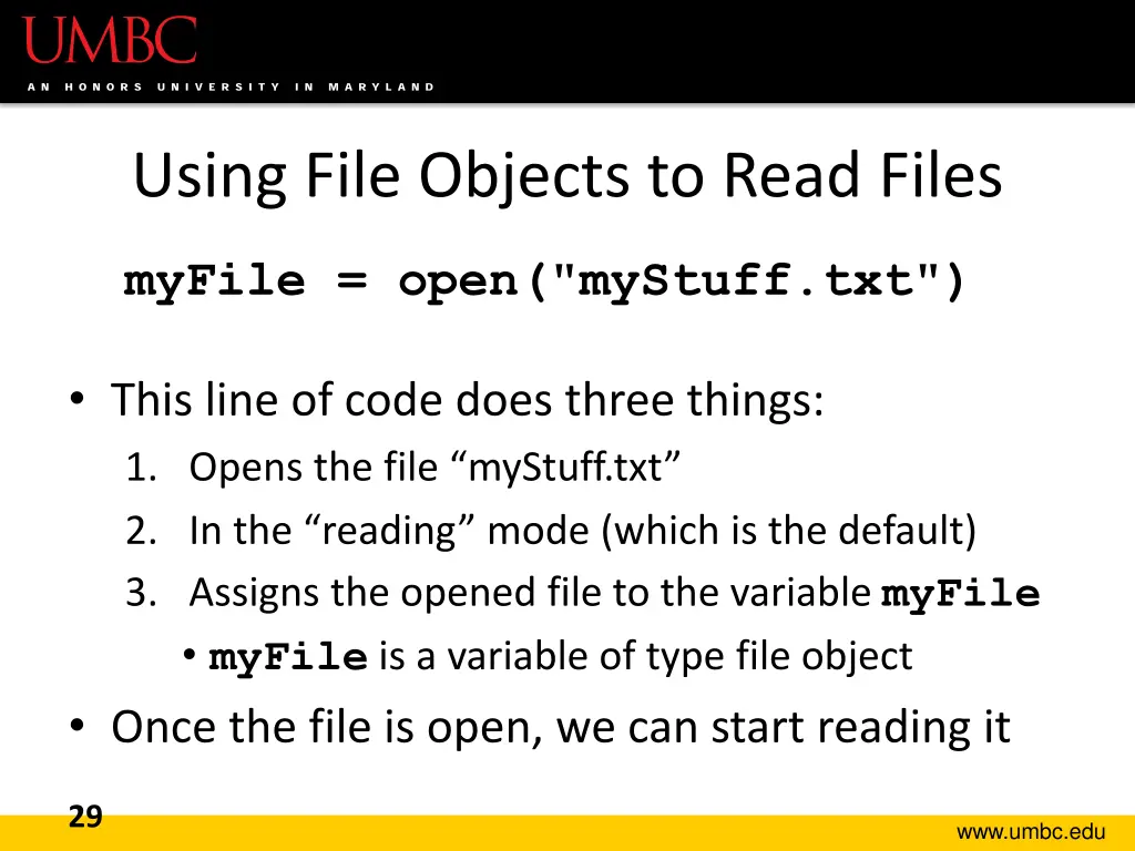 using file objects to read files