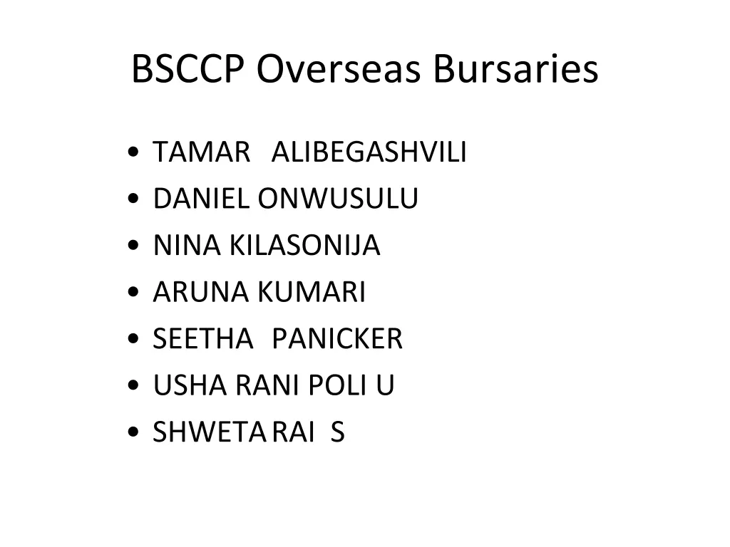 bsccp overseas bursaries