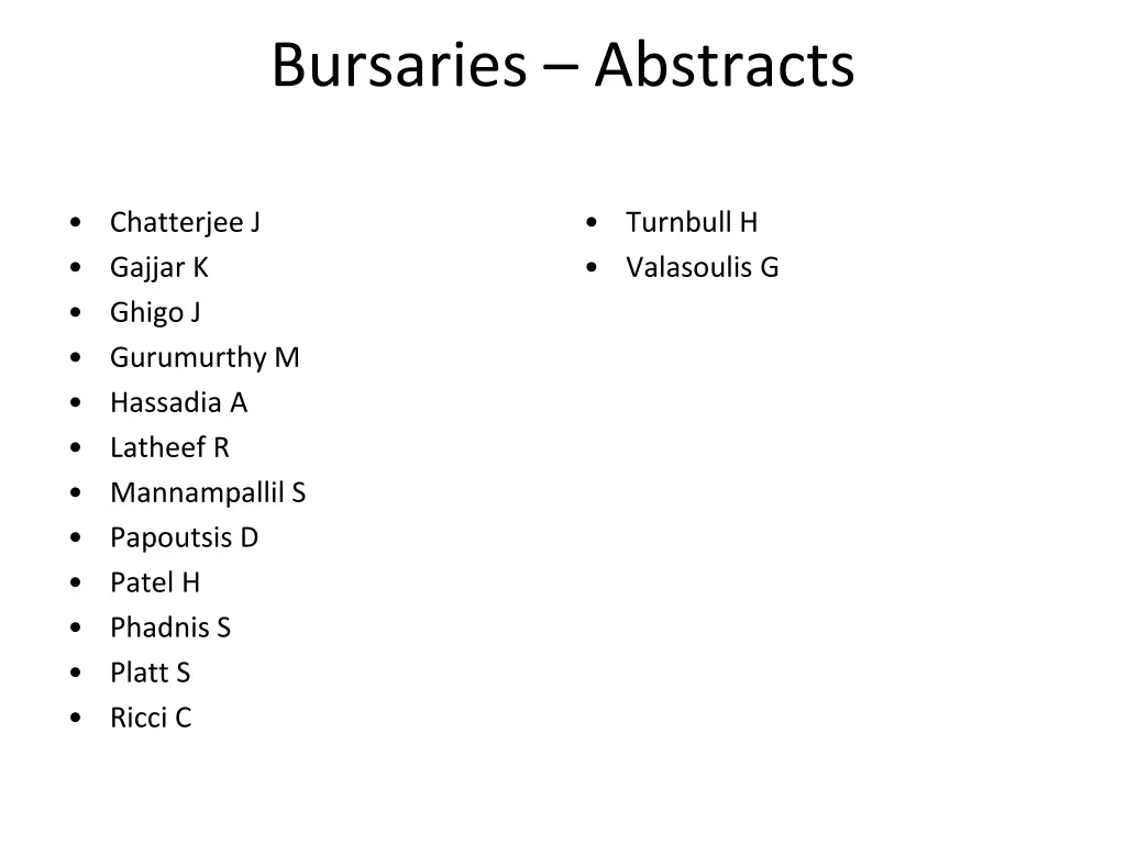 bursaries abstracts
