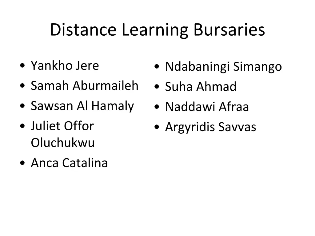 distance learning bursaries