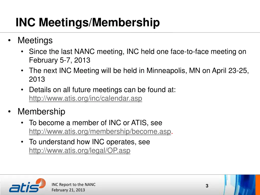 inc meetings membership