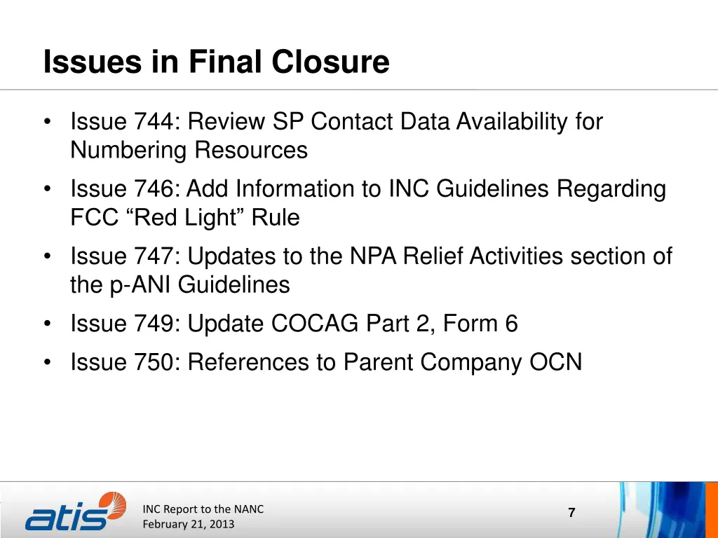 issues in final closure
