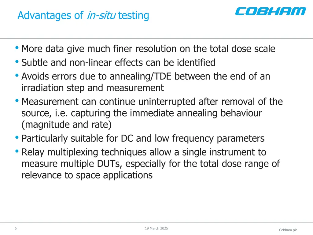 advantages of in situ testing