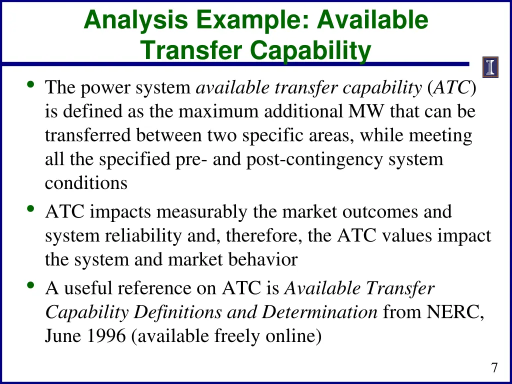 analysis example available transfer capability