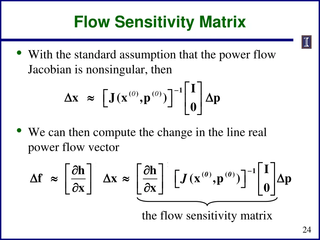 flow sensitivity matrix
