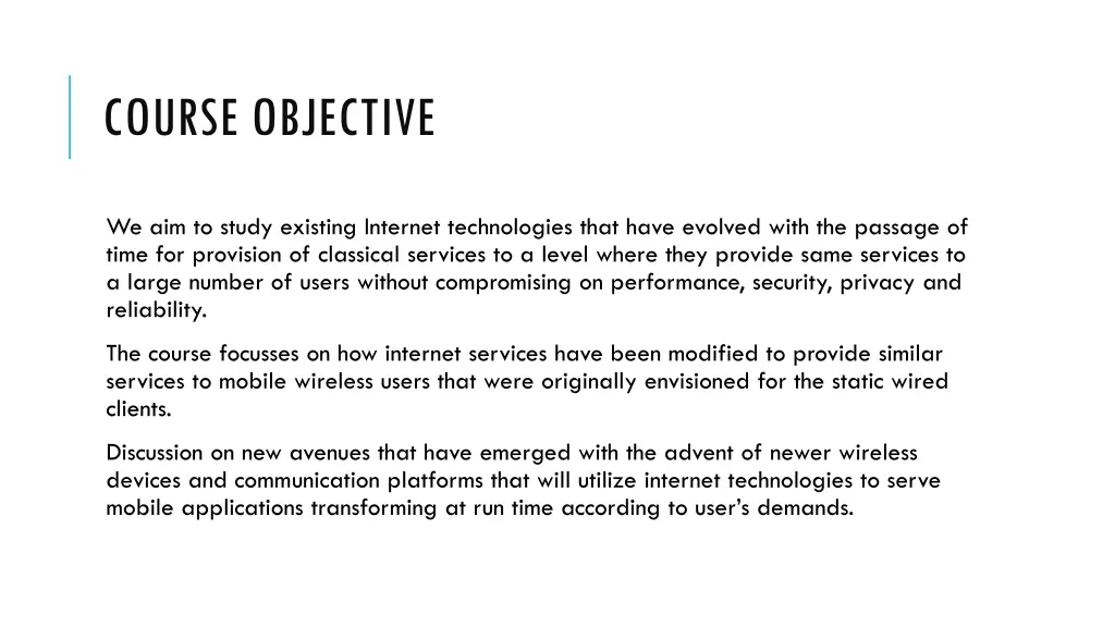 course objective