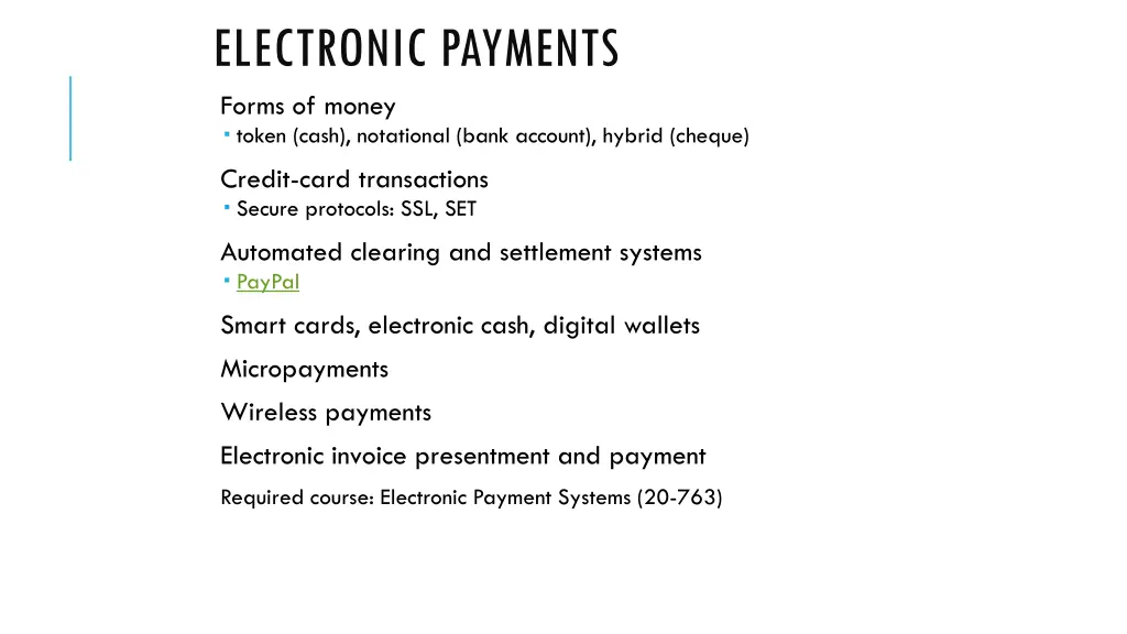 electronic payments forms of money token cash