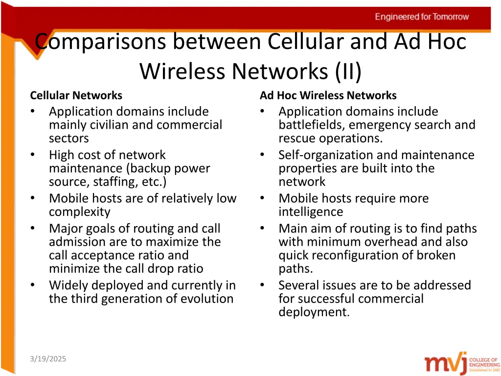 comparisons between cellular and ad hoc wireless 1