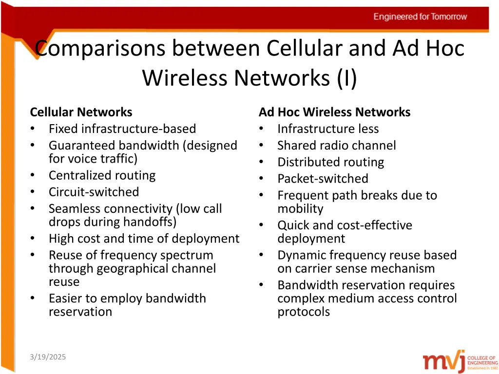 comparisons between cellular and ad hoc wireless