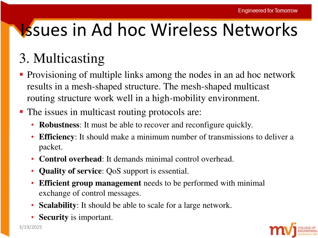 issues in ad hoc wireless networks