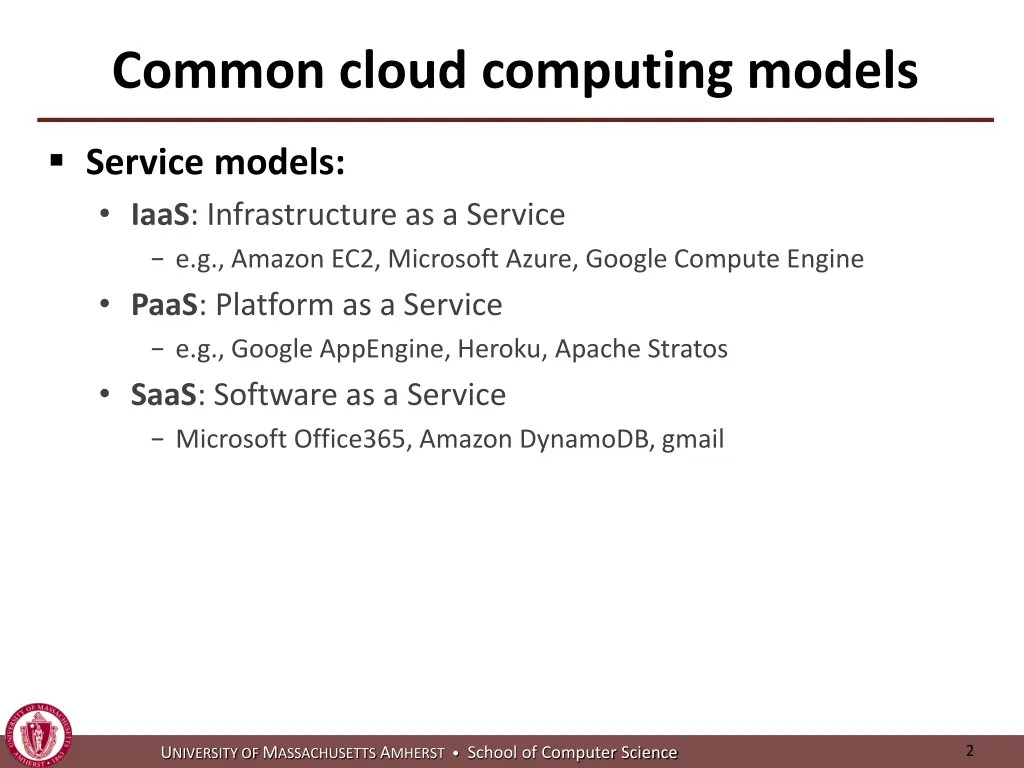 common cloud computing models