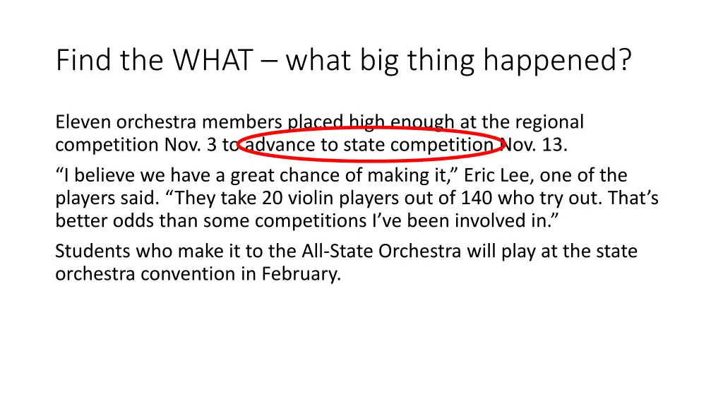find the what what big thing happened